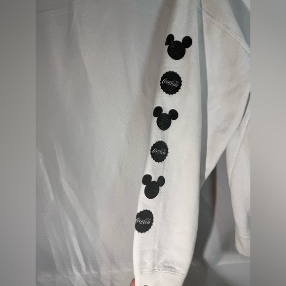 Vintage Disney x Coca-Cola Hoodie Disney World Mickey Mouse White Pullover S/M - Picture 3 of 7